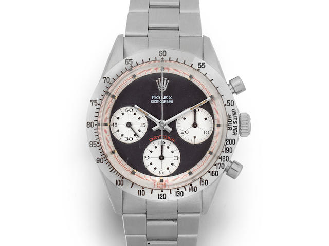 Rolex. A rare stainless steel manual wind chronograph bracelet watch with exotic Paul Newman dial  Paul Newman Cosmograph Daytona, Ref: 6239, Circa 1969