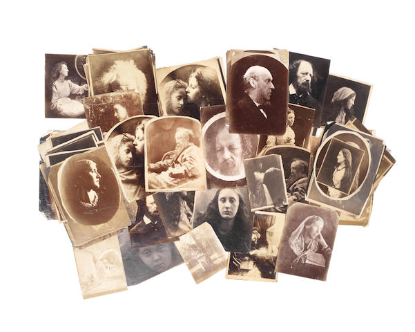 CAMERON (JULIA MARGARET) A collection of 41 albumen copy print portraits (or subject studies), sitters including Julia Jackson, Kate Keown, Alfred Tennyson, George Watts, Herschel, Mary Prinsep, Mary Hillier, John Spedding, and Anne Thackeray, [c.1865-1870]; and 8 other nineteenth century photographs, of which one by Oscar Rejlander of Henry Taylor (49)