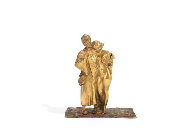Bruno Zach (Austrian, 1891-1934): A cold-painted and patinated bronze figural group  circa 1925