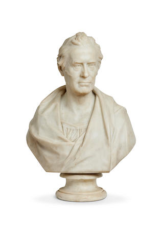 Edward Bowring Stephens ARA (1815-1882)a 19th century carved white marble portrait bust