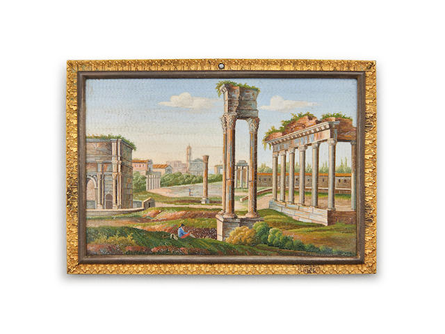 A 19th century micro mosaic depicting the Roman Forum