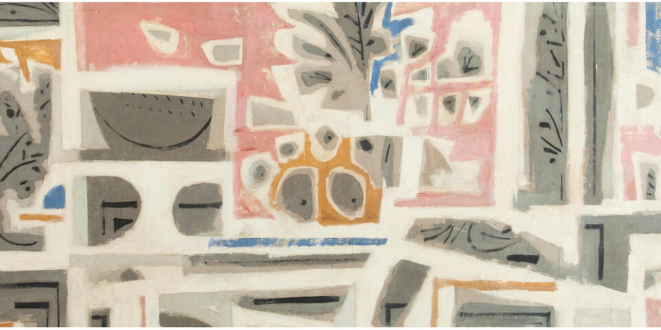 Yiannis Moralis (Greek, 1916-2009) Composition 100 x 366 cm.