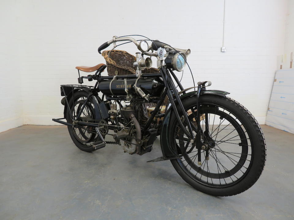 Formerly part of the Ward Brothers Collection, 1909 Minerva 3&#189;hp with Wicker Sidecar Frame no. 21692 Engine no. 12061