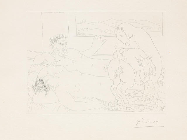 Pablo Picasso (1881-1973) Vieux Sculpteur et Mod&#232;le Assoupi, from Suite Vollard Etching, 1933