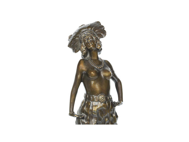 Josef Lorenzl (Austrian, 1892-1950) for Friedrich Goldscheider an Art Deco Patinated Bronze Study of a Dancing Girl, circa 1925