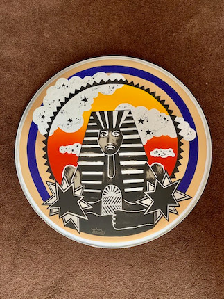 A pair of hand finished screen-printed drum heads (only ten were produced) of Nick Mason's Pharaoh drums image 2