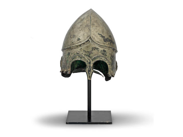 A Greek tinned bronze Chalcidian helmet