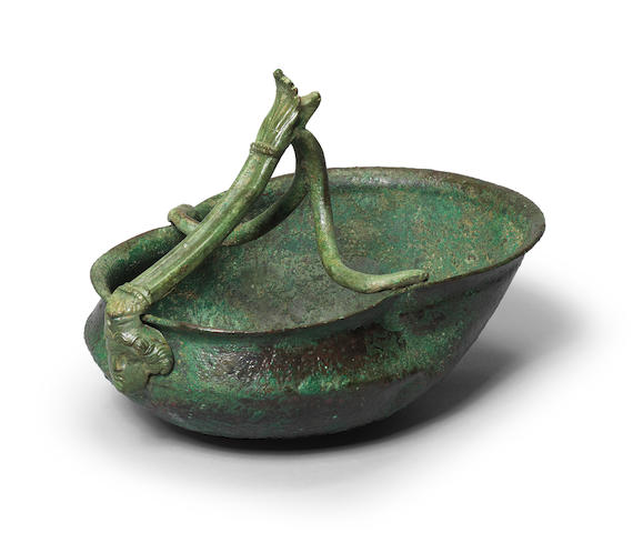 A Roman bronze libation bowl