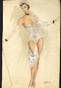 Thumbnail of Ronald Cobb (British, 1907-1977) A signed original costume design for a Murray's Cabaret Club showgirl in a white corset, 1952, image 2