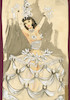 Thumbnail of Ronald Cobb (British, 1907-1977) A large original costume design of a Murray's Cabaret Club showgirl in a silver hoop-skirt, 1950's, image 2