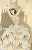 Thumbnail of Ronald Cobb (British, 1907-1977) A large original costume design of a Murray's Cabaret Club showgirl in a silver hoop-skirt, 1950's, image 1
