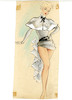 Thumbnail of Ronald Cobb (British, 1907-1977) A large original costume design of a Murray's Cabaret Club showgirl in a grey dress with cape, 1950's, image 2