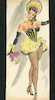 Thumbnail of Ronald Cobb (British, 1907-1977) Two original costume designs of Murray's Cabaret Club showgirls in black and yellow ensembles, 1952, 2 image 2