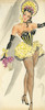 Thumbnail of Ronald Cobb (British, 1907-1977) Two original costume designs of Murray's Cabaret Club showgirls in black and yellow ensembles, 1952, 2 image 1