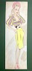 Thumbnail of Ronald Cobb (British, 1907-1977) An original costume design of a Murray's Cabaret Club showgirl in a pink and yellow outfit, 1950's, image 2