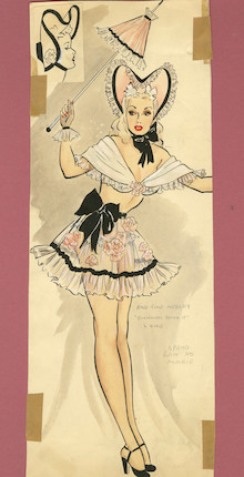 Ronald Cobb (British, 1907-1977) Two original costume designs for Murray's Cabaret Club showgirls from 'Spring Rain No.' c.1962, 2 image 2
