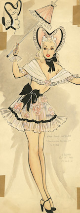 Ronald Cobb (British, 1907-1977) Two original costume designs for Murray's Cabaret Club showgirls from 'Spring Rain No.' c.1962, 2 image 1
