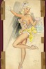 Thumbnail of Ronald Cobb (British, 1907-1977) Two original costume designs for Murray's Cabaret Club showgirls in yellow dresses, 1952, 2 image 2