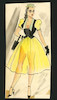 Thumbnail of Ronald Cobb (British, 1907-1977) An original costume design for a Murray's Cabaret Club showgirl in a yellow and black dress, 1950's, image 2