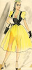 Thumbnail of Ronald Cobb (British, 1907-1977) An original costume design for a Murray's Cabaret Club showgirl in a yellow and black dress, 1950's, image 1