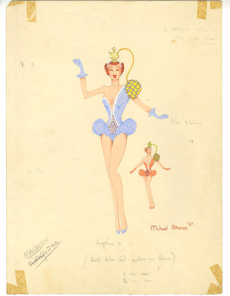Michael Bronze (British, 1916-1979) Group of five costume designs for Murray's Cabaret Club showgirls, 1955, 5 image 7