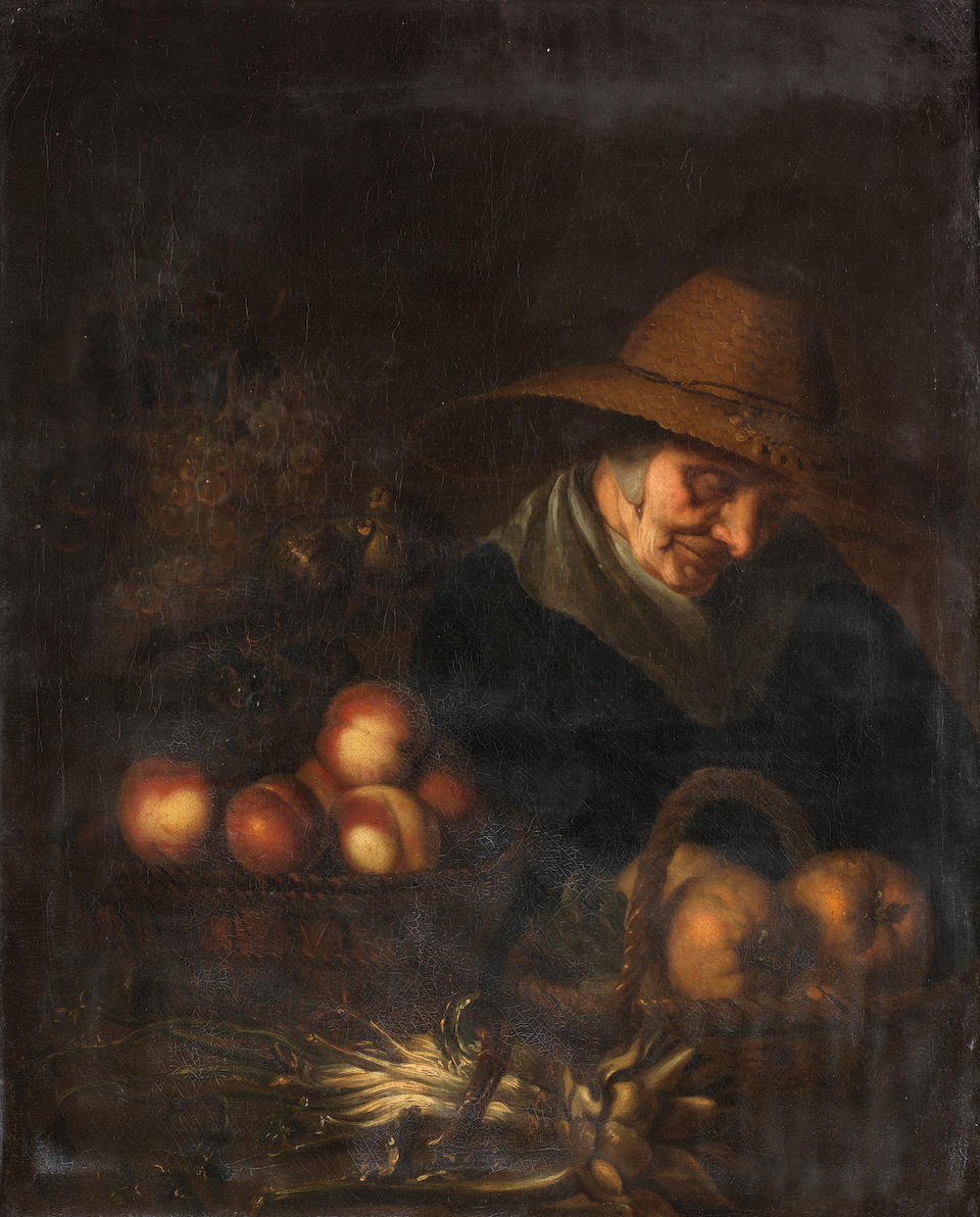 Attributed to Abraham Pietersz. van Calraet (Dordrecht 1642-1722) A vegetable seller