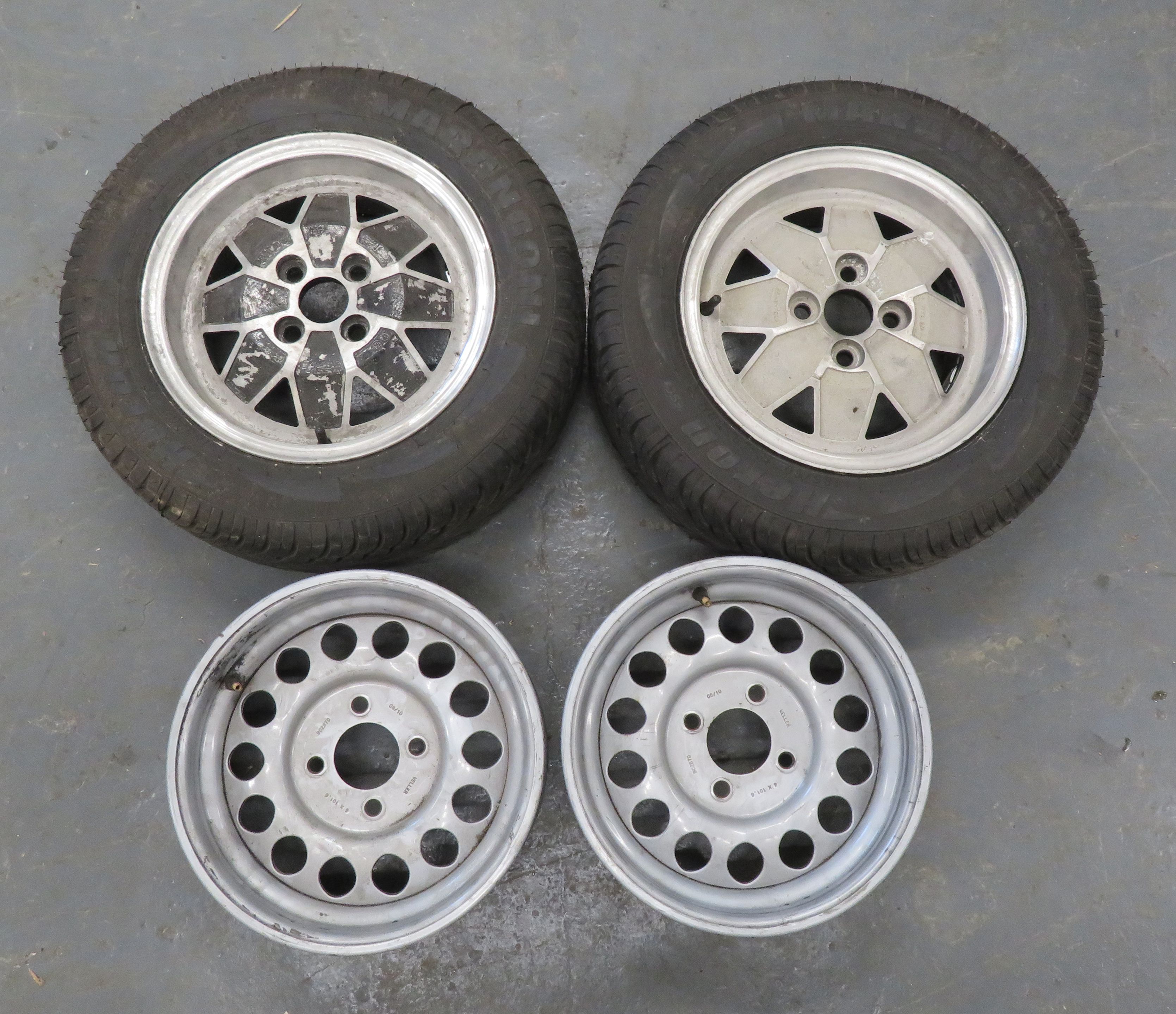Bonhams Cars : Two Weller four-stud steel wheel rims ((4))