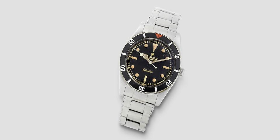 Rolex. A fine stainless steel automatic bracelet watch with gilt dial  Submariner, Ref: 6536/1, Circa 1956