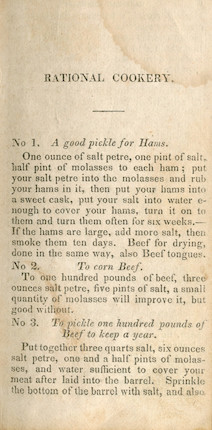 AMERICAN COOKERY The Cook Not Mad, or Rational Cookery; Being a Collection of Original and Selected Receipts, FIRST EDITION, Watertown, Knowlton & Rice, 1830 image 1