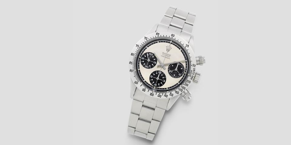 Rolex. A fine and rare stainless steel manual wind chronograph bracelet watch with Paul Newman exotic dial  Cosmograph Daytona 'Paul Newman', Ref: 6265/6262, Circa 1970