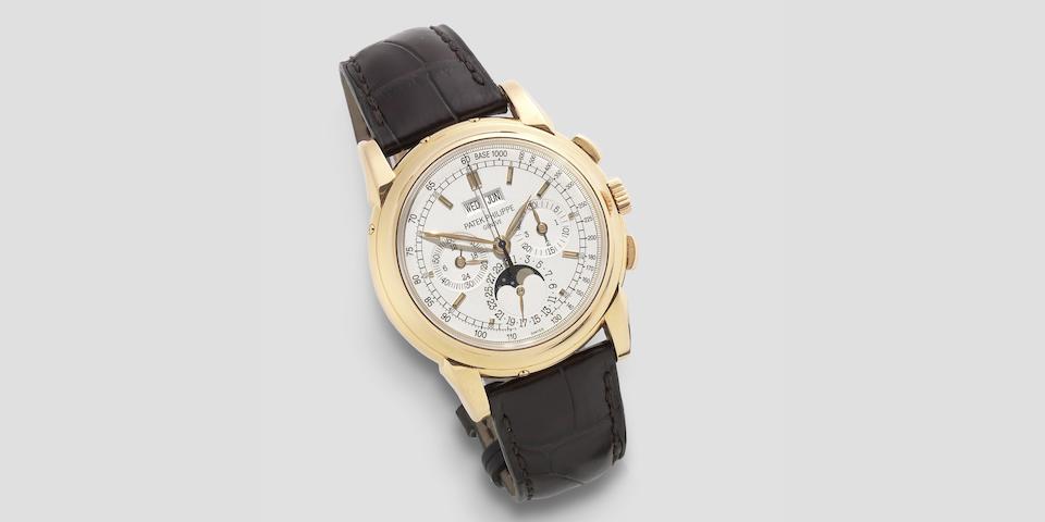 Patek Philippe. A fine 18K rose gold perpetual calendar chronograph wristwatch with moon phase Ref: 5970R, Circa 2007