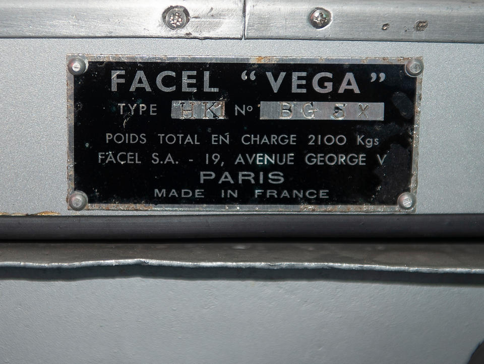 1961 Facel Vega HK500 Coup&#233;  Chassis no. HK1 BG5 Engine no. TY7-29468