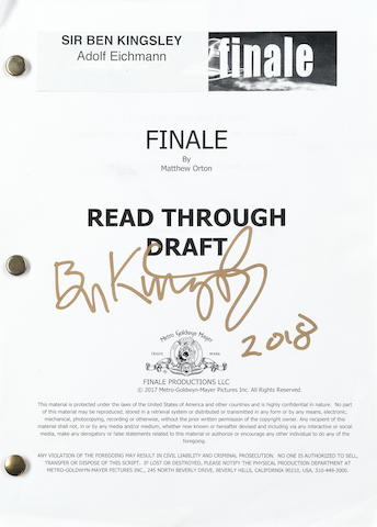 Operation Finale: A read through draft script signed by Sir Ben Kingsley, MGM, 2018, 2