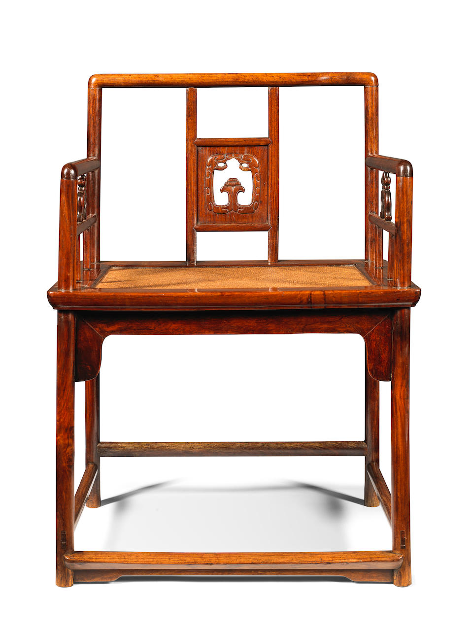 An exceptionally rare huanghuali low-back armchair, meiguiyi 17th century