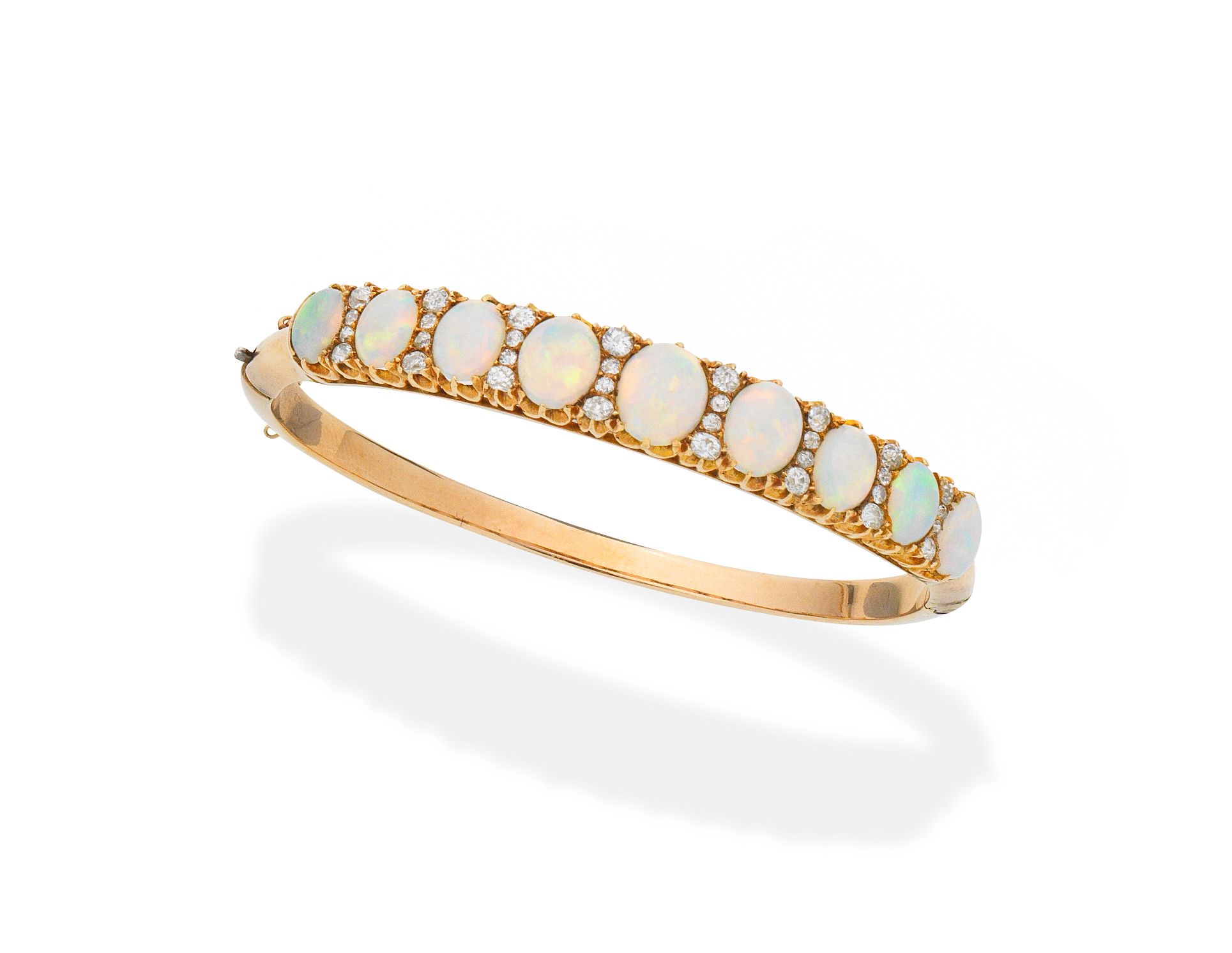 Opal and diamond bangle,