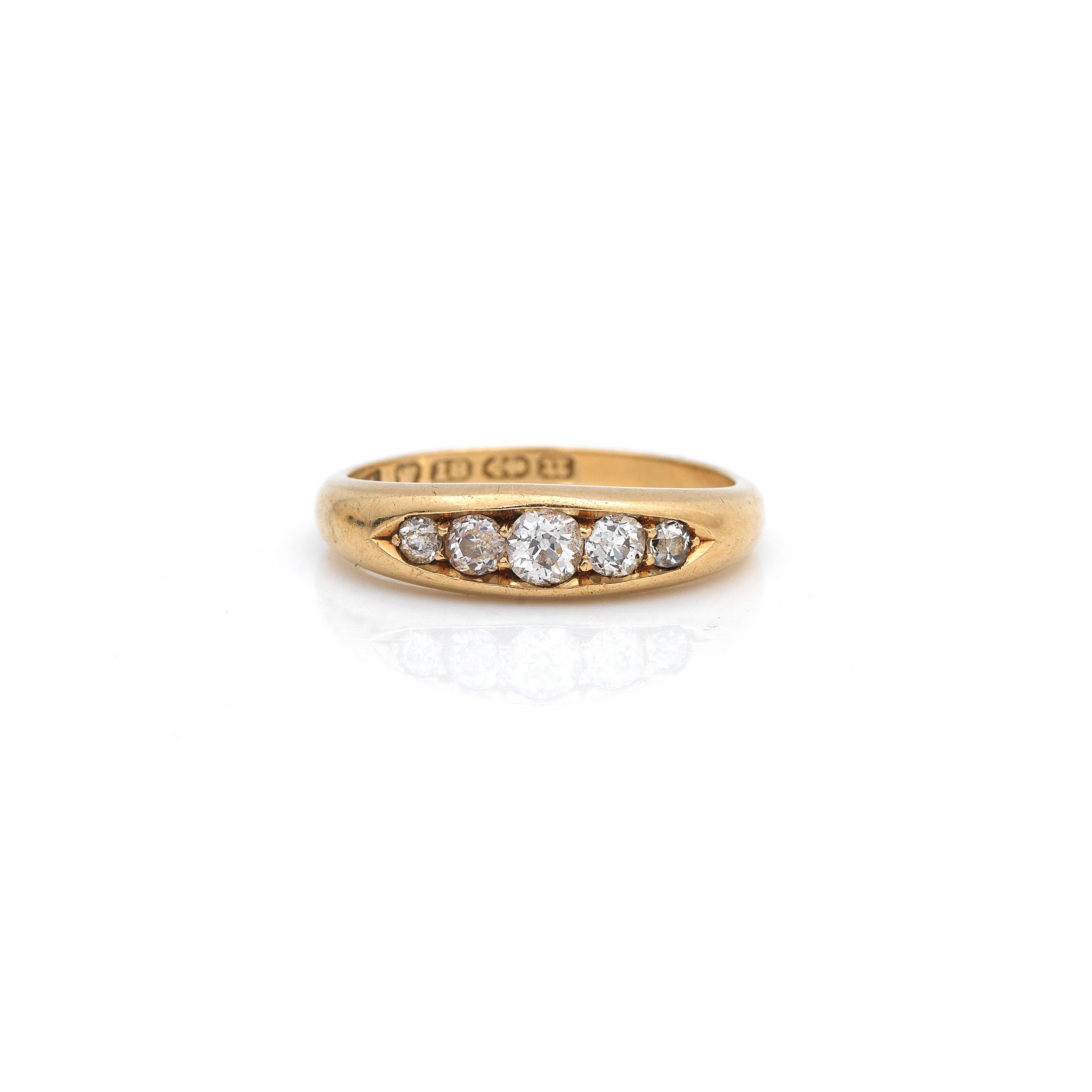 A diamond five-stone ring, late Victorian
