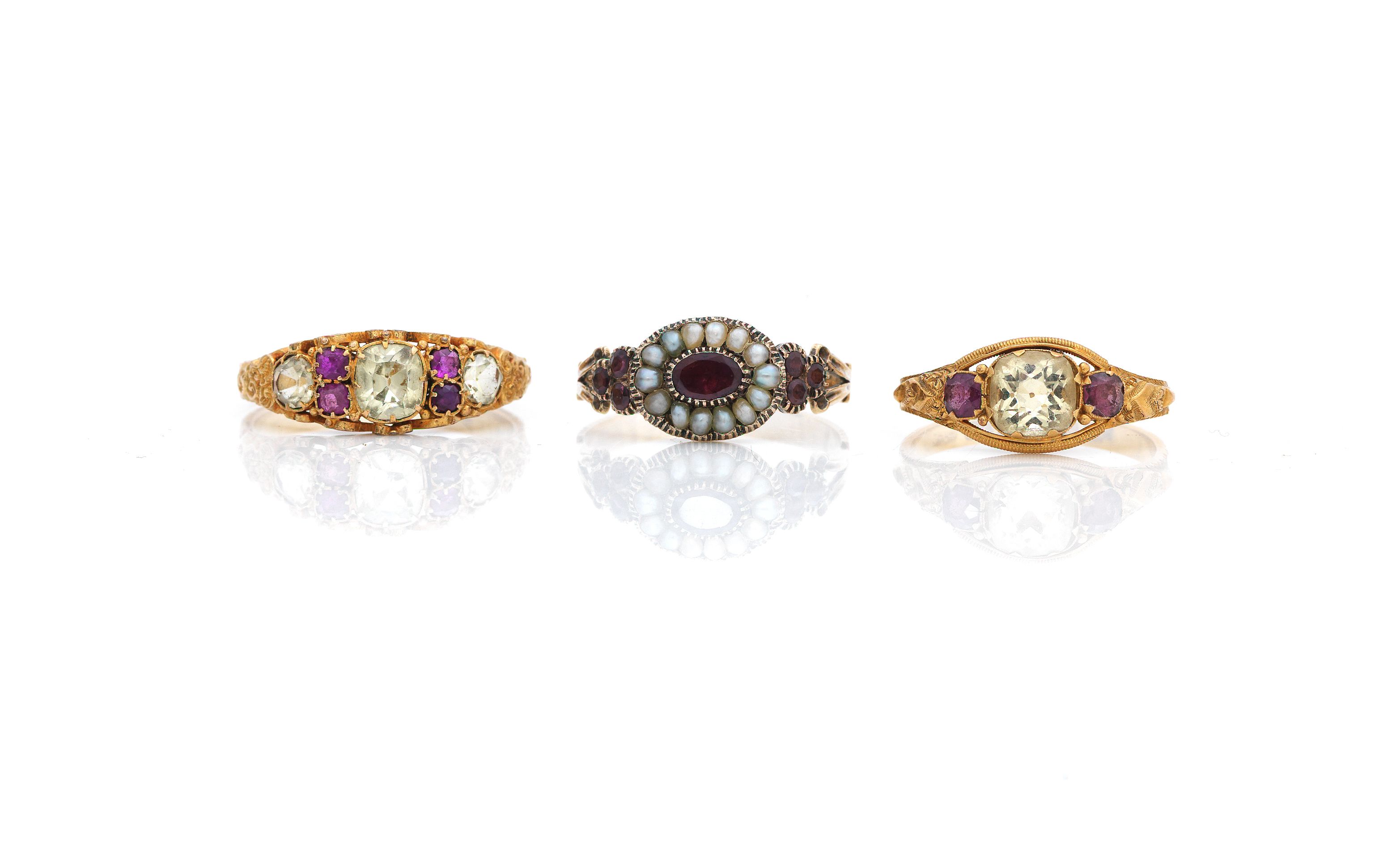 Three antique gem set rings