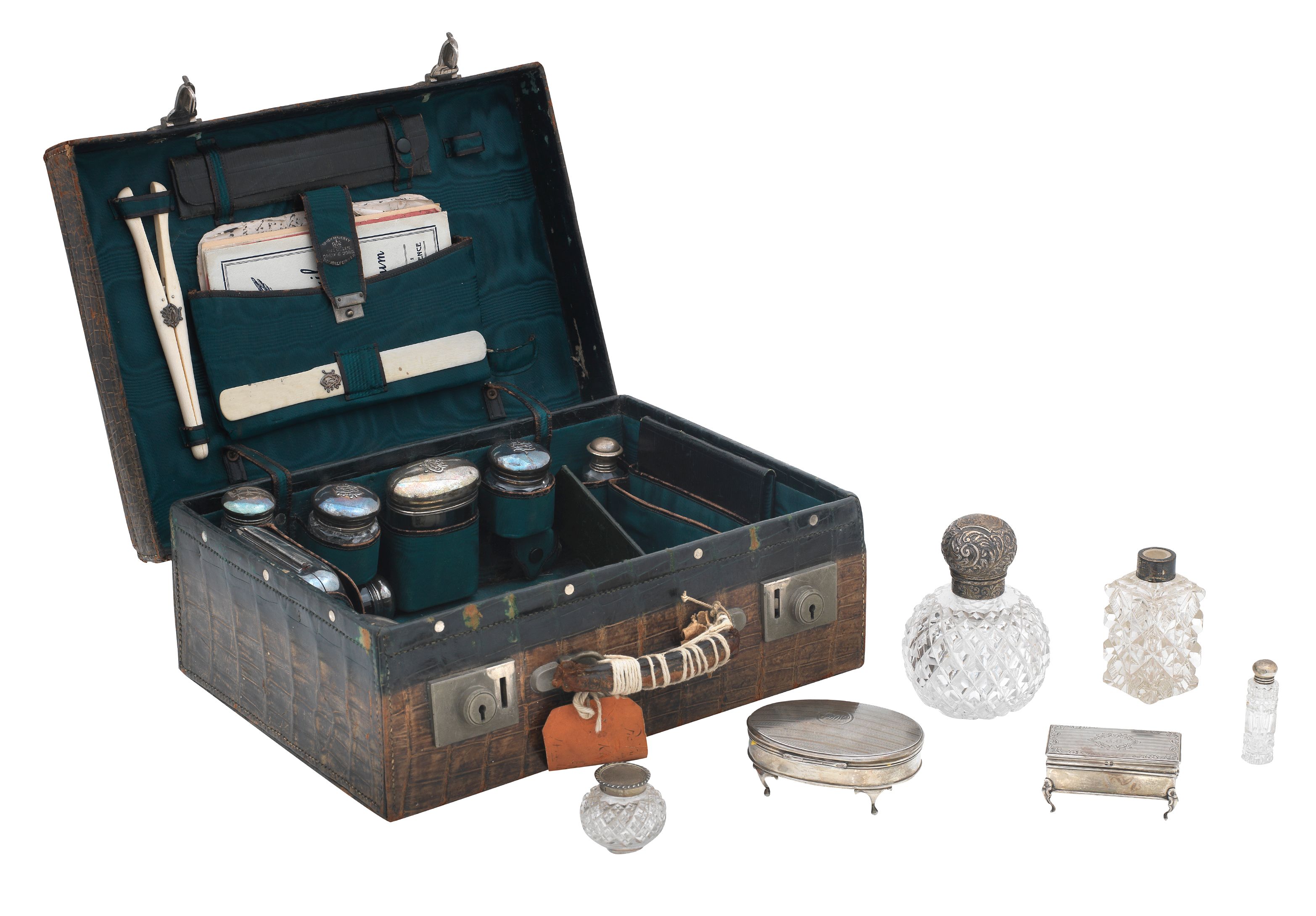 A crocodile skin dressing case