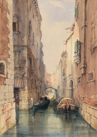 James Holland RWS (British, 1799-1870) A canal scene, Venice