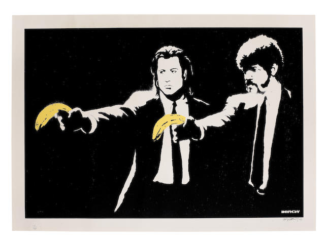 BANKSY (born 1975) Pulp Fiction Screenprint in colours, 2004, on wove paper, signed, dated and numbered 110/150 in pencil, published by Pictures on Walls, London, with their blindstamp, the full sheet, in good condition, framedSheet 480 x 690mm. (18 7/8 x 27 3/16in.)