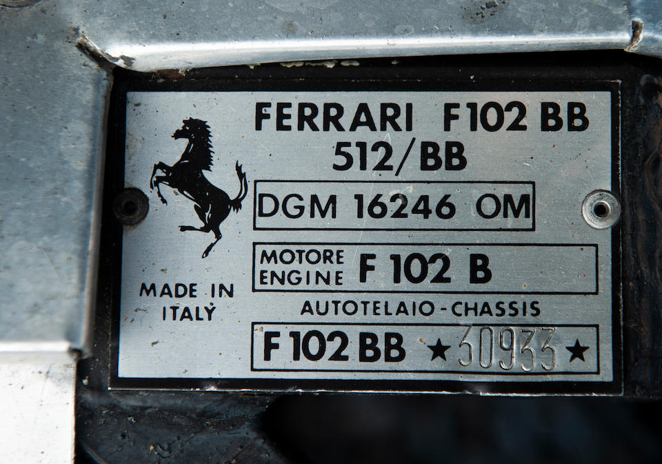1980 Ferrari 512 BB Coup&#233;  Chassis no. 23009