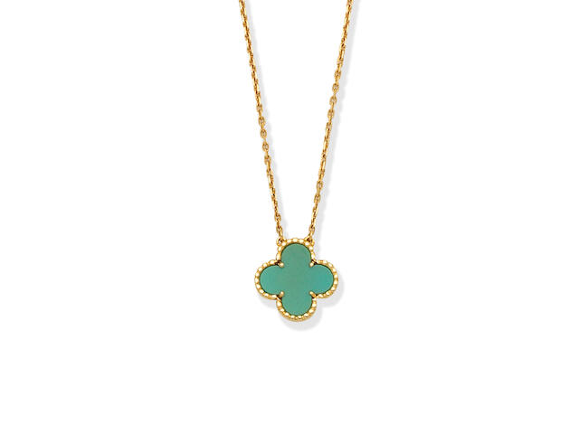 Bonhams Van Cleef Arpels Turquoise Alhambra Pendant Necklace Bonhams Van Cleef Arpels Turquoise Alhambra Pendant Necklace