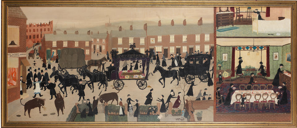 Helen Bradley (British, 1900-1979) Uncle Tom's Funeral Procession 60.3 x 151.5 cm. (23 3/4 x 59 5/8 in.)