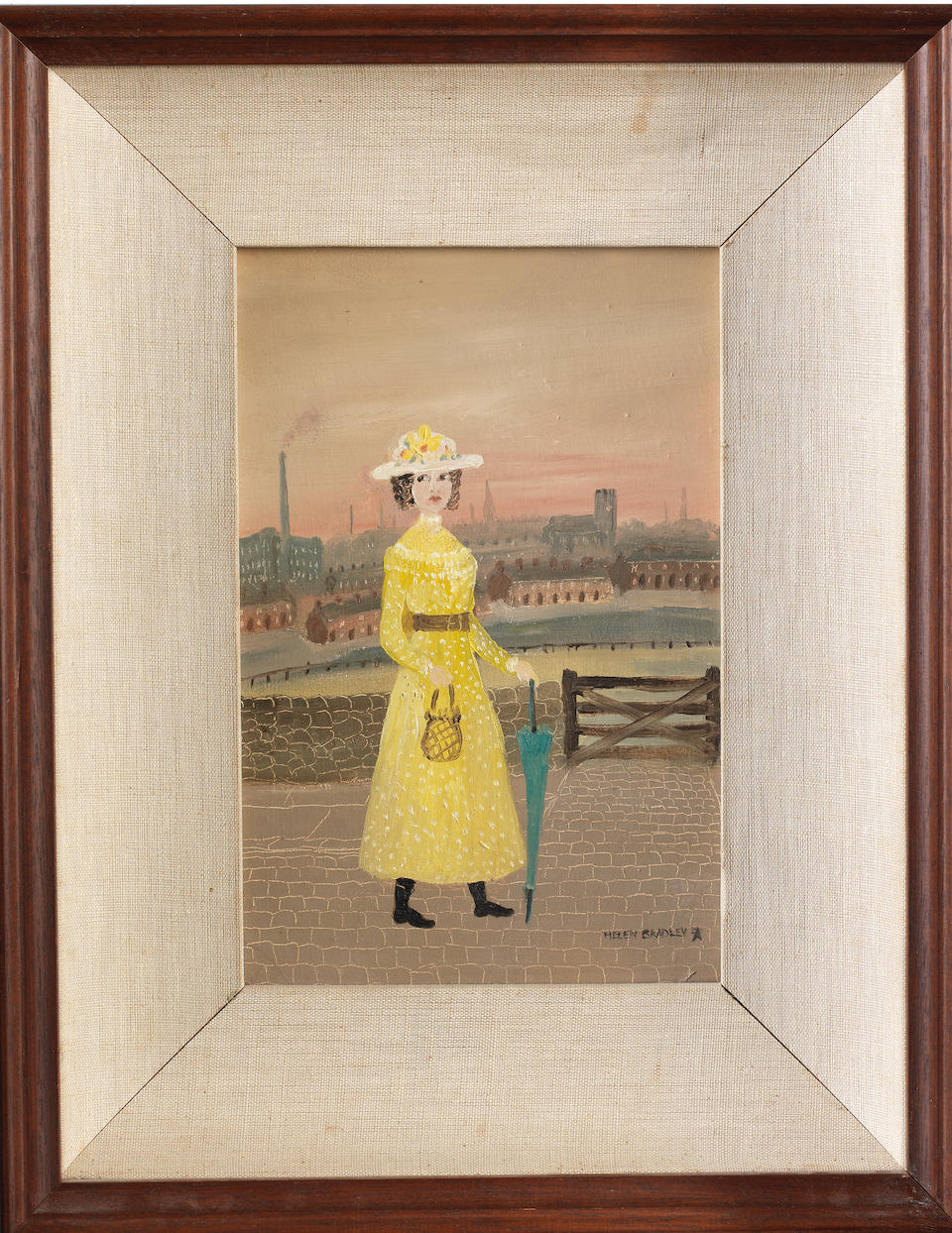 Helen Bradley (British, 1900-1979) Lady in Yellow Dress 27 x 18 cm. (10 5/8 x 7 1/8 in.)