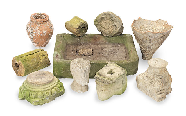 A collection of various architectural fragments and Roman plainware pottery (10)