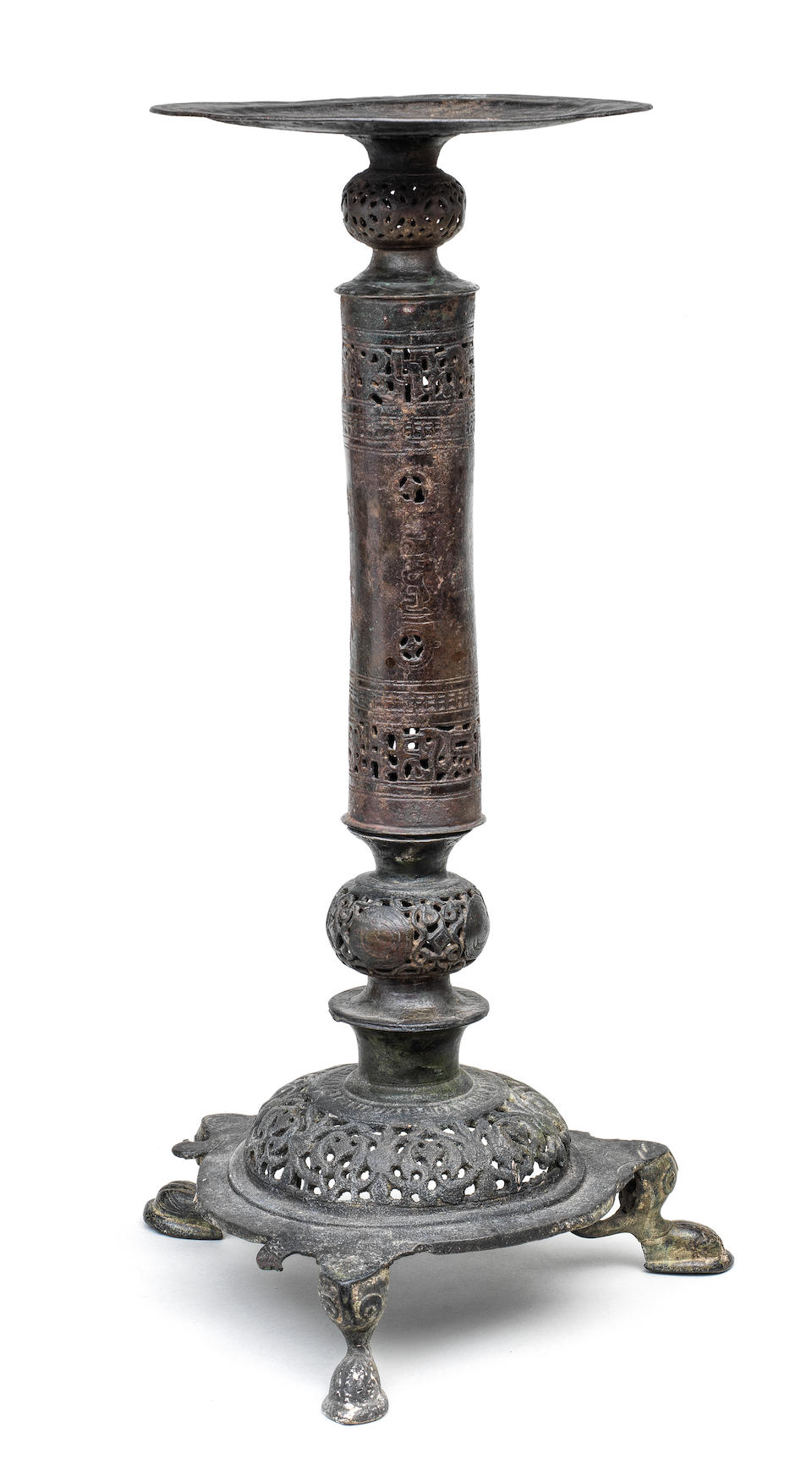 A large Khorasan bronze lampstand Persia, 12th/ 13th Century