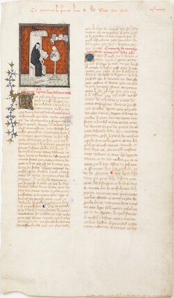 Bonhams ILLUMINATED MANUSCRIPT LEAF Pierre Bersuire reading, Paris, c