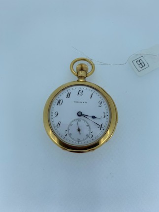 Tiffany. An 18K gold keyless wind open face minute repeating pocket watch Circa 1895 image 8