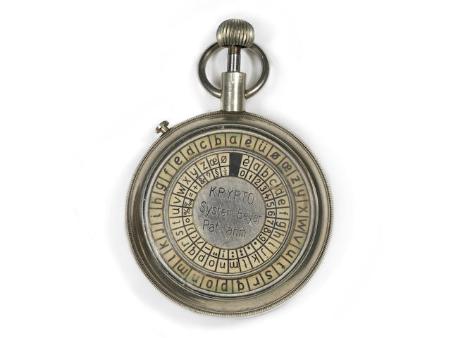 A rare system Beyer Krypto Pocket Watch cipher,  Danish,  circa 1933,