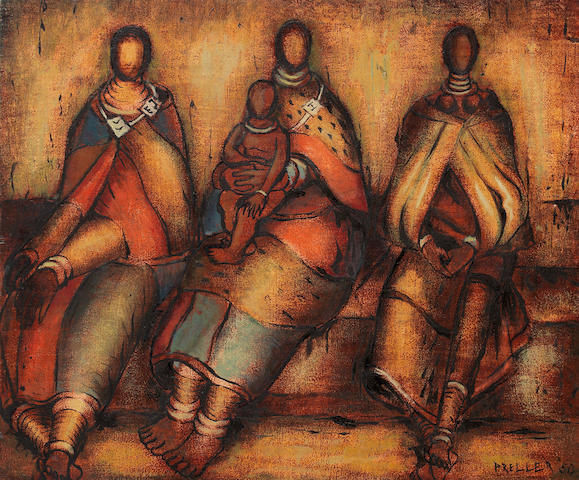 Alexis Preller (South African, 1911-1975) Three seated Mapogga women